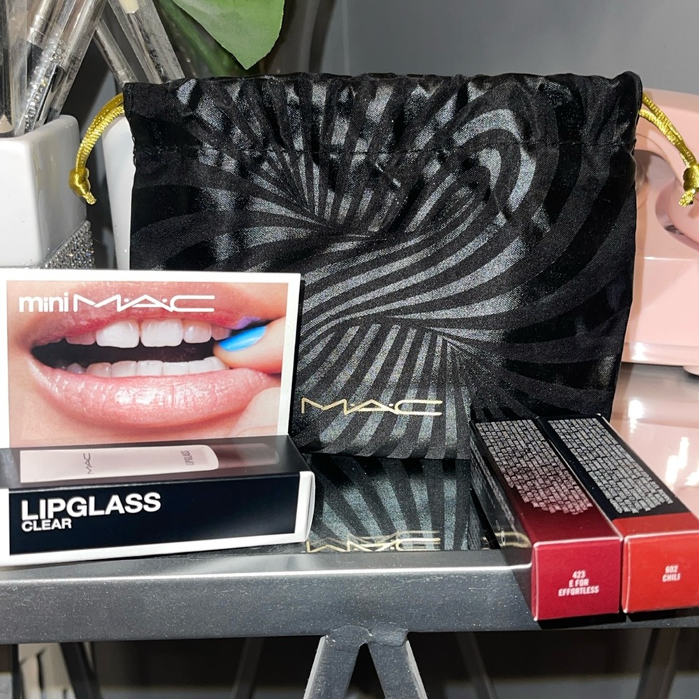 Mac cosmetics brand new in box 2 lipsticks, one mini clear lipglass lipgloss
